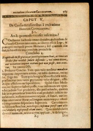 Caput V. De Causis excusantibus a recitatione Horarum Canonicarum.