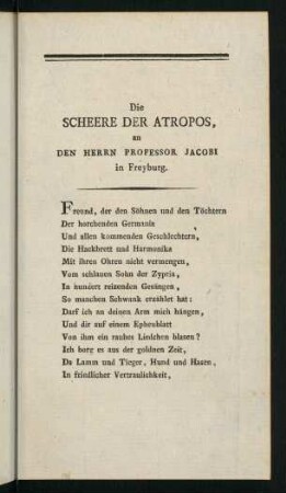99-120, Die Scheere der Atropos - Die Frage