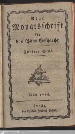 Fünftes Stük. May 1786