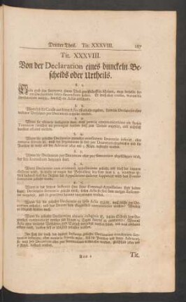 Tit. XXXVIII. Von der Declaration eines dunckeln Bescheids oder Urtheils.