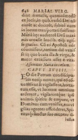 Assumitur Maria in coelum. Caput XVIIII.