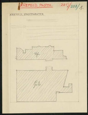 Stadttheater, Krefeld: Layout-Skizze, drei Seiten