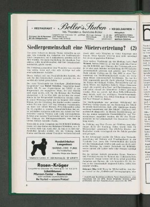 Siedlergemeinschaft eine Mietervertretung? (2)