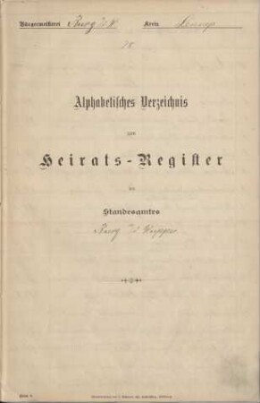 Dezennaltabellen 1893 - 1902 Heiraten Burg
