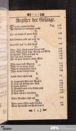 Register der Gesänge.