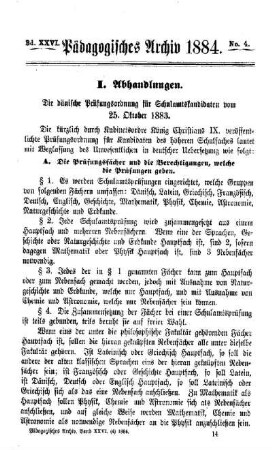 Die dänische Prüfungsordnung für Schulamtskandidaten vom 25. Oktober 1883