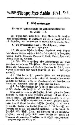 Die dänische Prüfungsordnung für Schulamtskandidaten vom 25. Oktober 1883