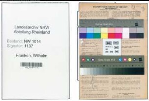 Entnazifizierung Wilhelm Franken , geb. 29.10.1896 (Geschaeftsinhaber)