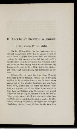 Reden bei der Trauerfeier im Seminar