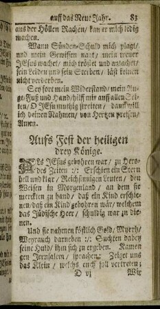 Aufs Fest der heiligen drey Könige.