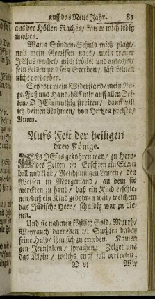 Aufs Fest der heiligen drey Könige.