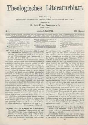 65-66 [Rezension] Lietzmann, Hans, Zur Würdigung des Chester-Beatty-Papyrus der Paulusbriefe