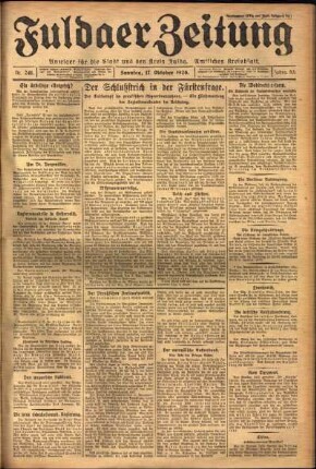 Erste Ausgabe vom Sonntag, den 17. Oktober 1926.