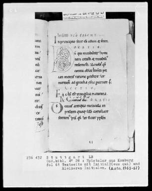 Epistolar — Initiale D(eus qui), Folio 61recto