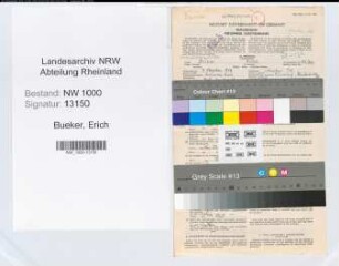 Entnazifizierung Erich Bueker, geb. 07.10.1893 (Versich.Angest.)