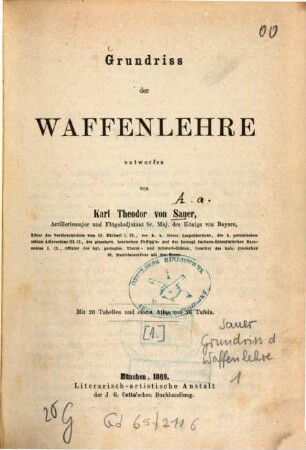 Grundriß der Waffenlehre, [1]. [Textband]