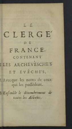 Le Clergé de France