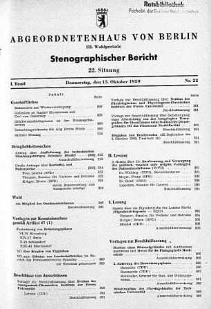 Nr. 22, 15. Oktober 1959