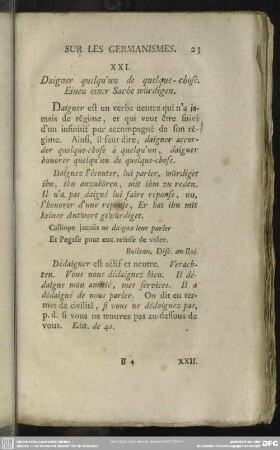 XXI. Daigner quelqu'un de quelque-chose. Einen einer Sache würdigen