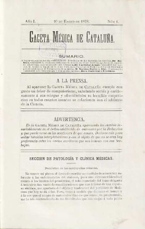 Gaceta médica de Cataluña, 1. 1878, Nr. 1 - 7 und 11