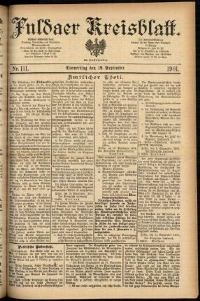 Erste Ausgabe vom Donnerstag, den 19. September 1901.