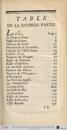 Table de la seconde partie