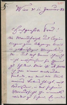 Brief an Clara Schumann : 11.01.1883