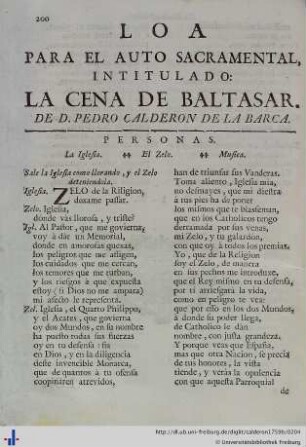 Loa para el Auto Sacramental La Cena de Baltasar.