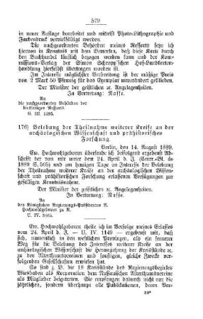 Belebung der Theilnahme weiterer Kreise an der archäologischen Wissenschaft und prähistorischen Forschung : [I. Allgemeine Verhältnisse]