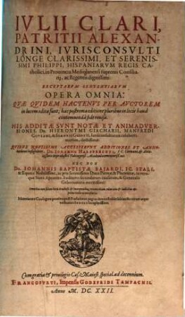 Opera omnia Receptarum Sententiarum ...