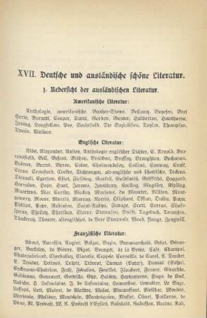 XVII. Deutsche und ausländische schöne Literatur
