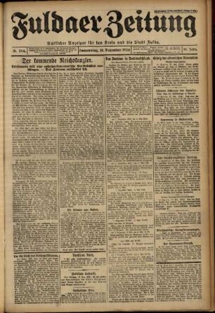 Erste Ausgabe vom Donnerstag, den 18. Dezember 1924.
