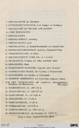 Modernes Mobiliar – Perser-Teppiche und –Brücken – Gemälde und Kleinkunst – Antike Bücher und Bibeln (Nr. 1-135)