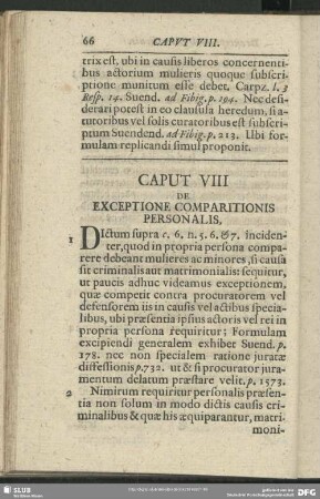 Caput VIII. De Exceptione Comparitionis Personalis