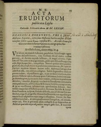 N. II. [...] Calendis Februarii Anno M DC LXXXIV.