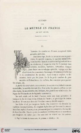 2. Pér. 32.1885: Études sur le meuble en France au XVIe siècle, 2