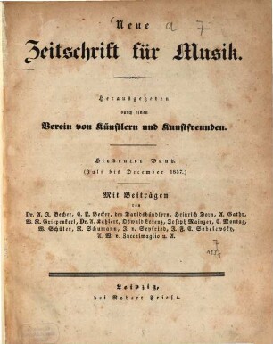 Neue Zeitschrift für Musik : gegr. 1834 von Robert Schumann. 7. 1837