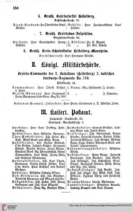 Königliche Militärbehörde, Kaiserl. Postamt u. Telegr.=Stelle