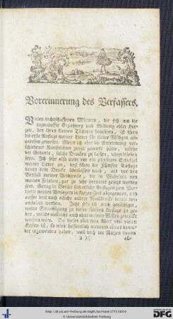 Vorerinnerung des Verfassers.