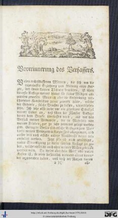 Vorerinnerung des Verfassers.