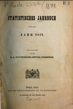 Statistisches Jahrbuch : für das Jahr .... 1871 (1873)