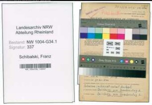 Entnazifizierung Franz Schibalski , geb. 12.02.1886 (Zahnarzt)
