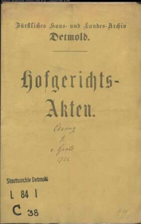 Clasing, Johann Hermann zu Lemgo gegen Drost von Grote