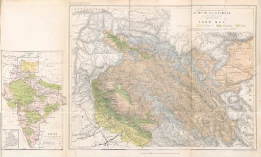 India. Jummoo and Kashmir snow map