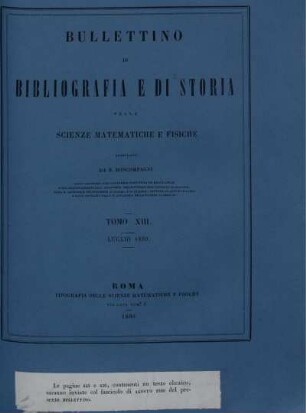 Tomo XIII. Luglio 1880.