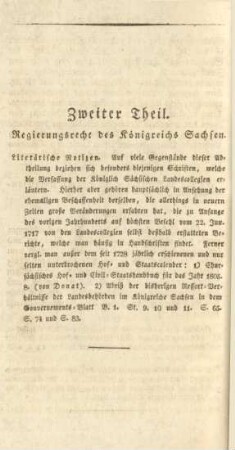 Zweiter Theil. Regierungsrecht des Königreichs Sachsen.
