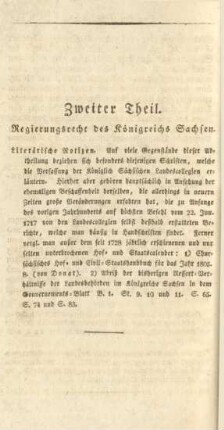 Zweiter Theil. Regierungsrecht des Königreichs Sachsen.