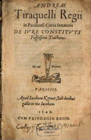 De iure Constituti Possessorii tractatus