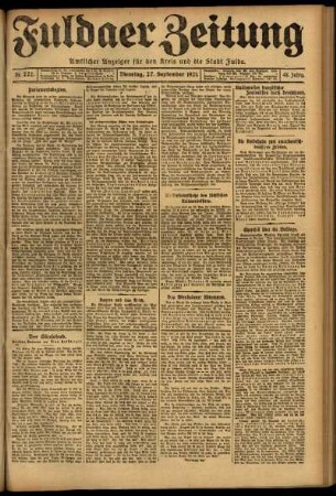 Ausgabe vom Dienstag, den 27. September 1921.
