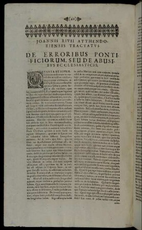 Joannis Rivii Atthendoriensis Tractatus De Erroribus Pontificiorum. Seu De Abusibus Ecclesiasticis.